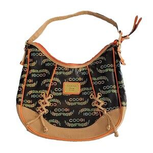 Vintage Coogi Black Purse with Bold Multicolor Accents